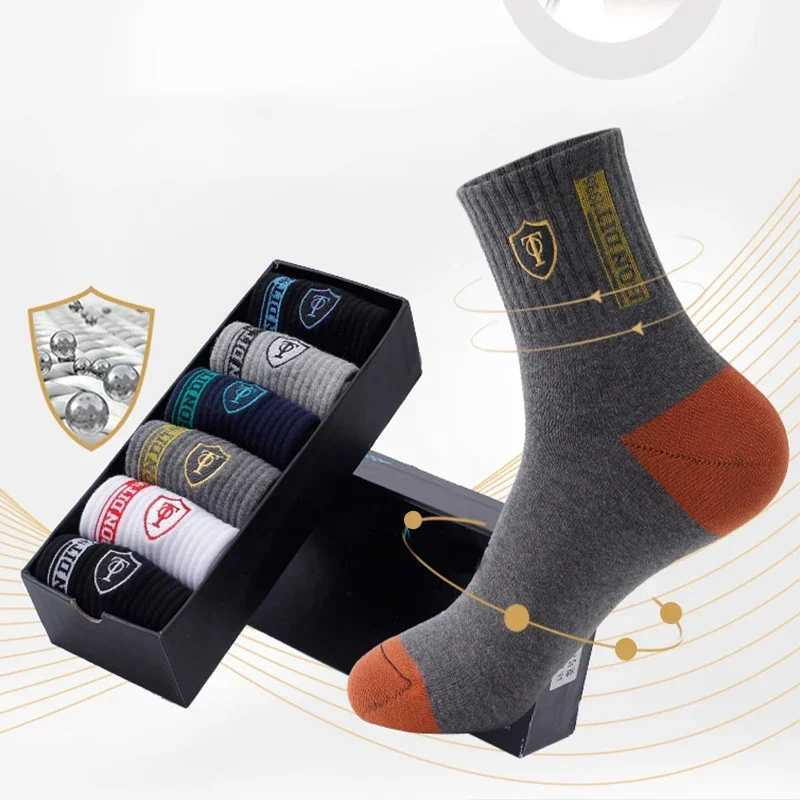 5/10pairs Mens Sport Spring Autumn Breathable Cotton Male Sweat-absorbing Deodorant Leisure Ankle Sock Size 38-46 LX241102