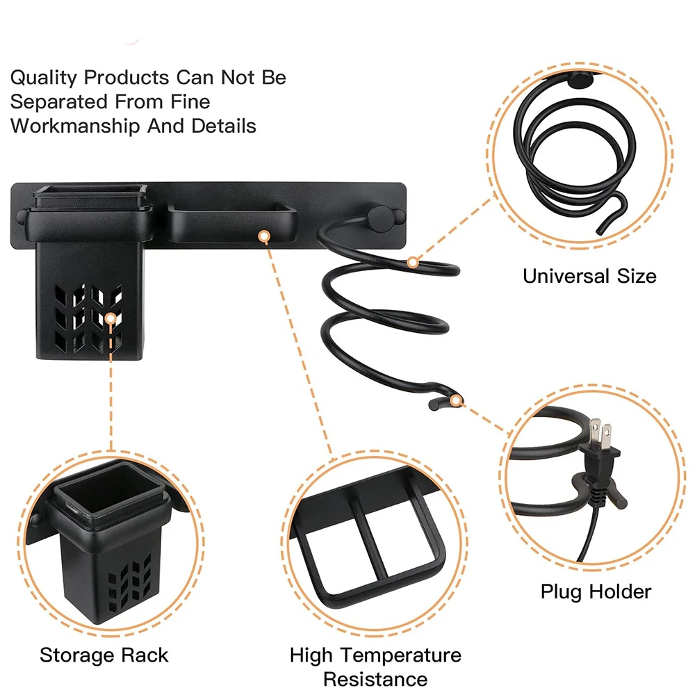 Hair Dryer Holder Rack Bathroom Hair Care Tool Wall Mounted Storage Holder Storage Box Hair Straightener Holder