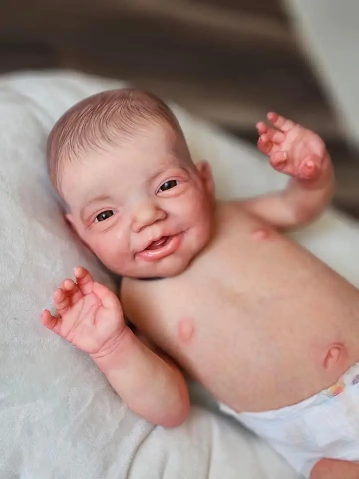 NPK 19inch Full Body Newborn Baby Doll Charlie Lifelike Soft Touch Cuddly Reborn Baby Doll Multiple Layers Painting 3D Skin