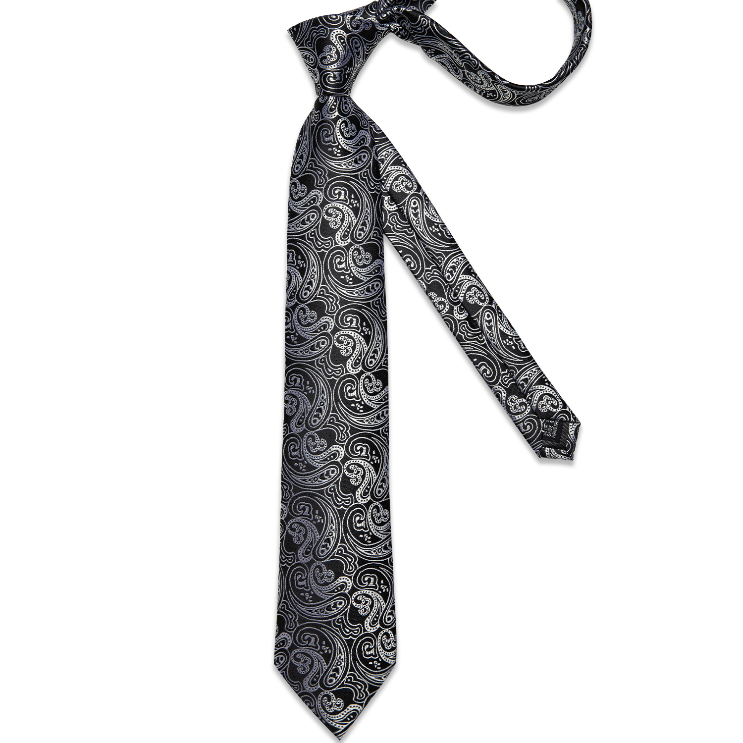 Black And Silver Paisley Floral Men's Ties Gray Blue Pink Wedding Accessories Neck Tie Set Handkerchief Cufflinks Gift For Men