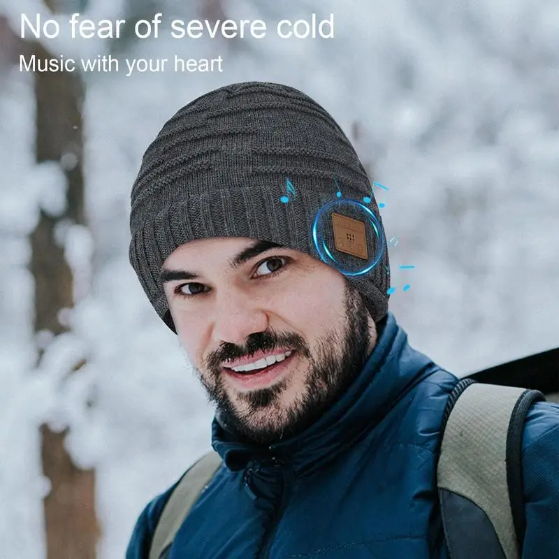 Beanie Headphones Washable Winter Warm Blue Tooth Beanies Handsfree Outdoor Sports Music Earphones Hat For Woman Men Teenagers