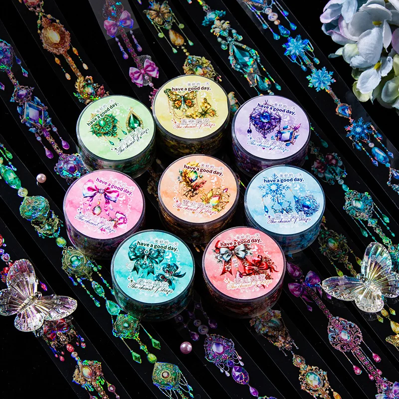 1Pc Starlight Chain Shiny Masking Washi Tape Retro Handbook Decorative Adhesive Material Sticker Diy Label Scrapbooking