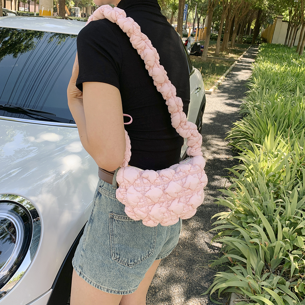 Women Crossbody Bags Creative Quilted Padded Bubble Cloud Bag Adjustable Shoulder Strap Handbag Drawstring Travel Bags Girl Bags