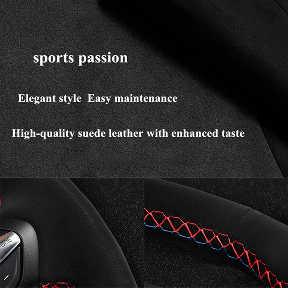 Anti-Slip Black Suede Car Steering Wheel Braid Cover For Mercedes-Benz A45 AMG W205 C43 C63S AMG CLA45 CLS63 AMG GLC 43 63 AMG