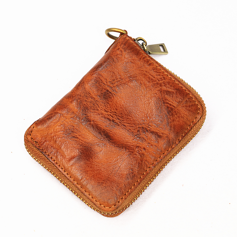 Genuine Leather Wallet For Women Men Vintage Handmade Short Small Bifold Zipper Men's Purse Credit Card Holder With Coin Pocket