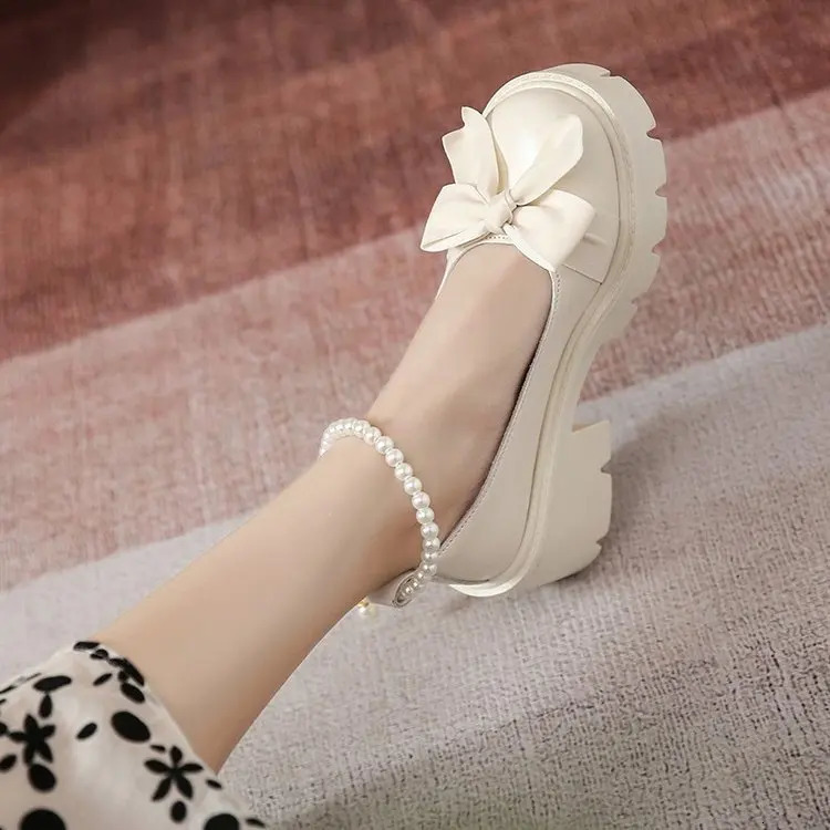 Lolita Shoe Japanese Style Mary Jane Vintage Shallow High Heels y Platform Shoes Cosplay Female Sandals 240415