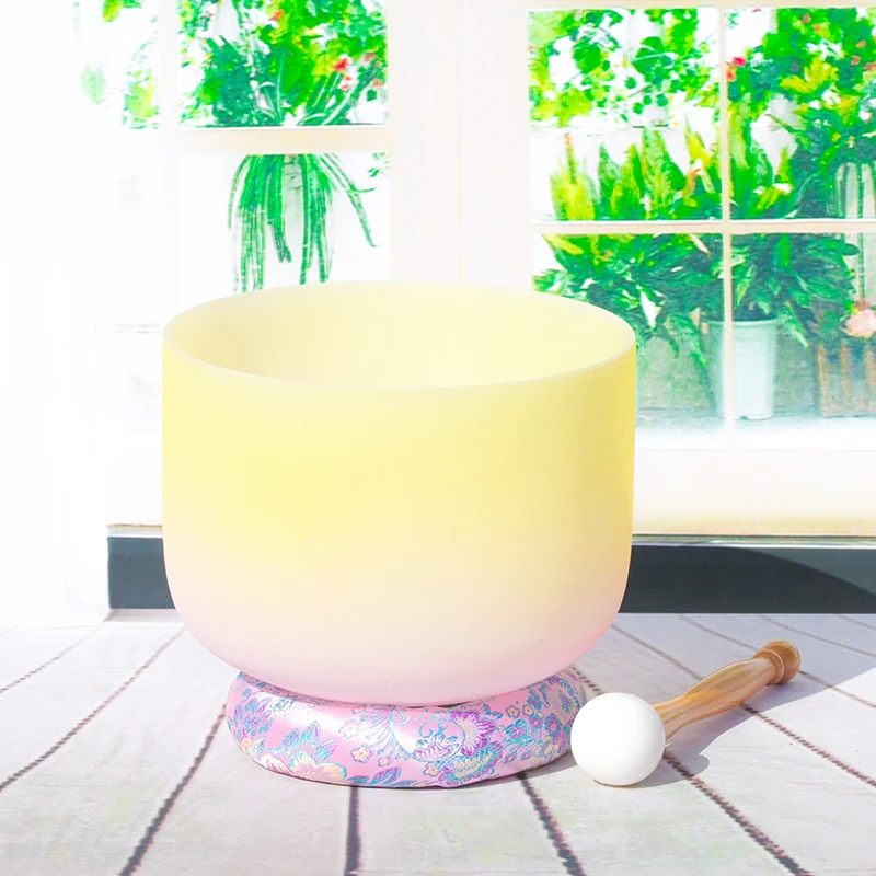 Candy color 1PC 8" Note C/D/E/F/G/A/B Chakra Frosted Quartz Crystal Singing Bowl Free cloth ring and Mallet