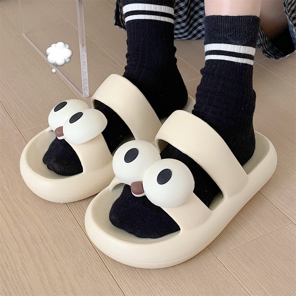 2024 New slipper ladies summer shoes Casual fun funny big eye slipper indoor street sandals girls beach shower slide