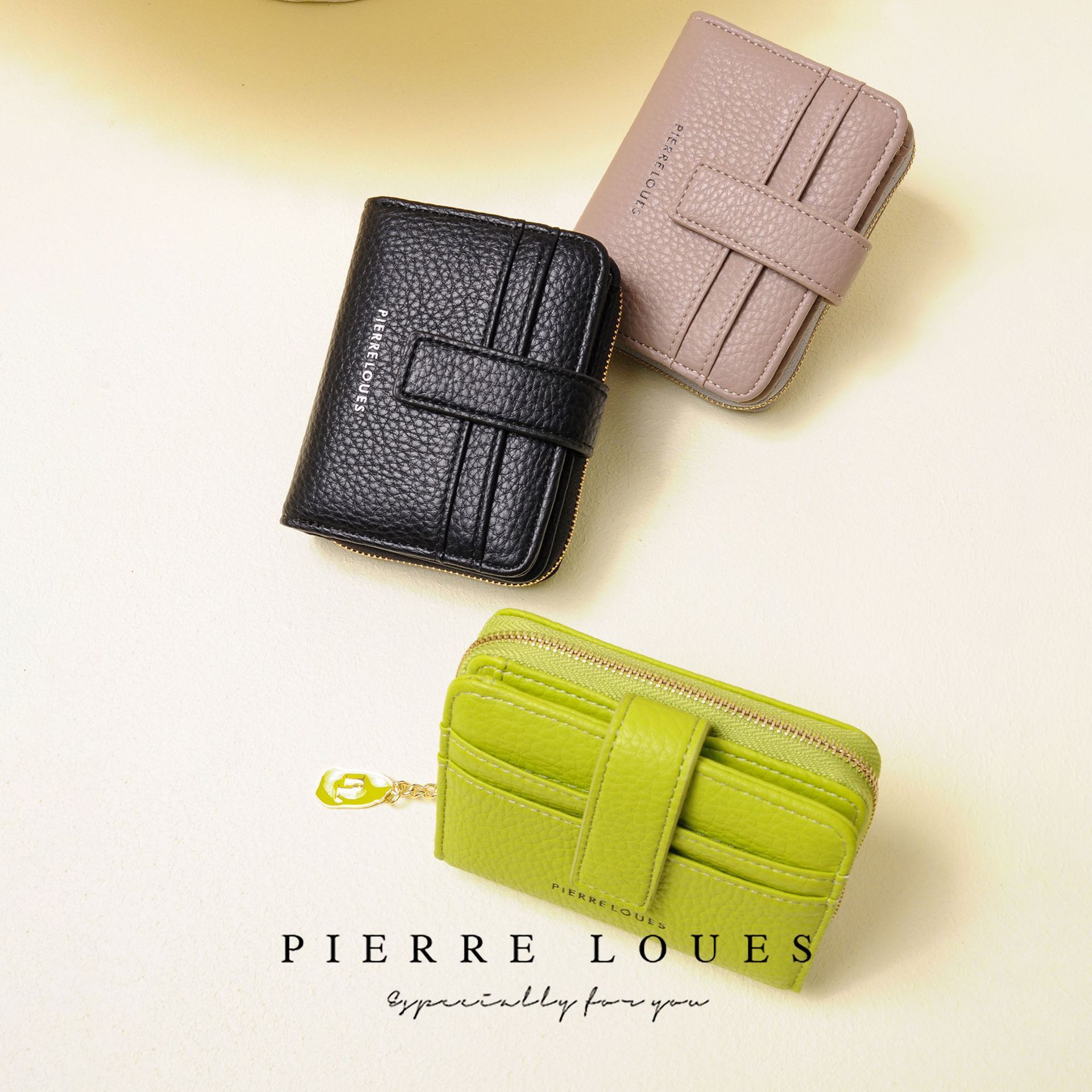 2025 new Korean version short women's coin purse with high-end feel, leather small bag, multi card zipper, ins wallet