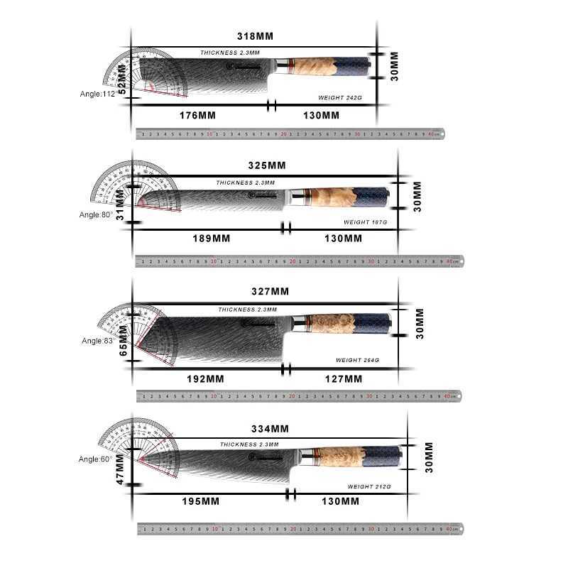 Damascus Knife Set AUS10 Japanese Steel Chef Kitchen Knife Santoku Paring Toast Knife Butcher Tool Honeycomb Handle New X241102