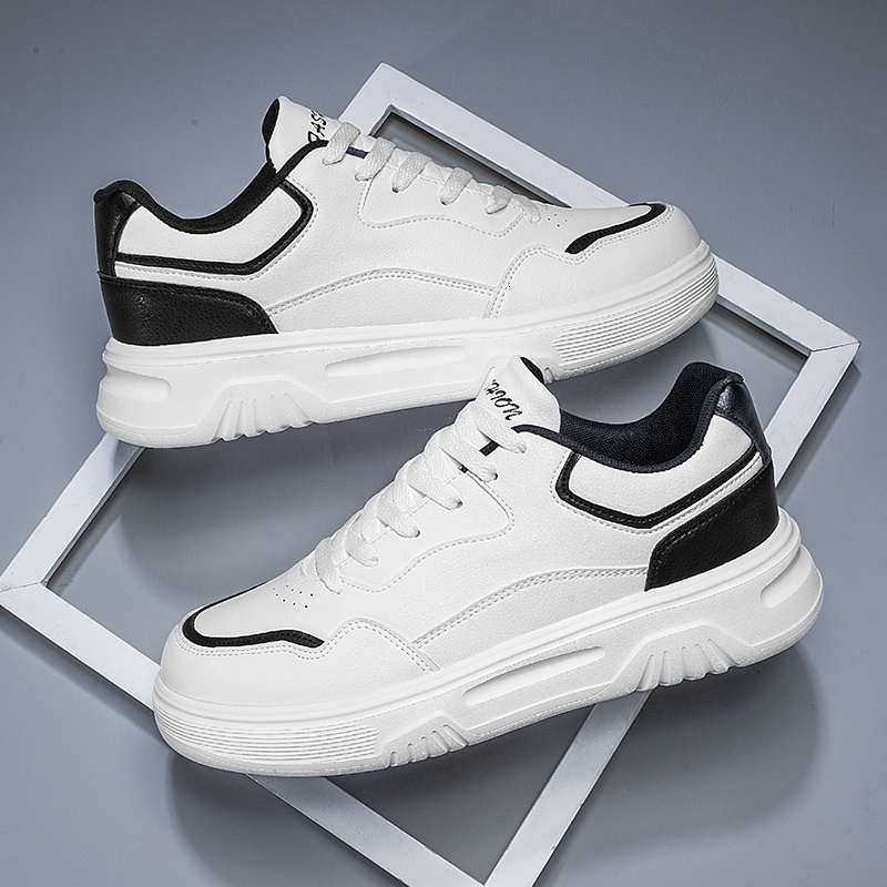 Men PU Leather Soft Comfortable Flat Casual Sneakers Spring Autumn Black White Light Breathable Sports Tenis Shoes 42e58