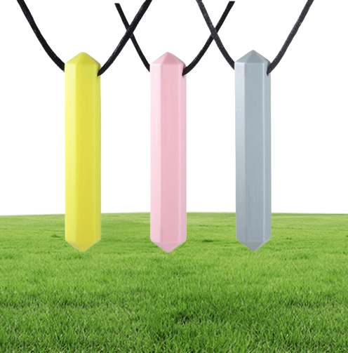 8 Colors Baby SoOTHERs Chew Necklace Silicone Teething Pendant Food Grade for Autism Kids Mom