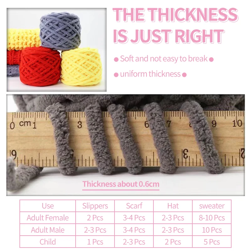 1PCS Soft Polyester Woven Thread Bulky Roving Blanket Knitted Ice Thread Thick Thread Hand Woven Bag DIY Scarf Slipper Thread