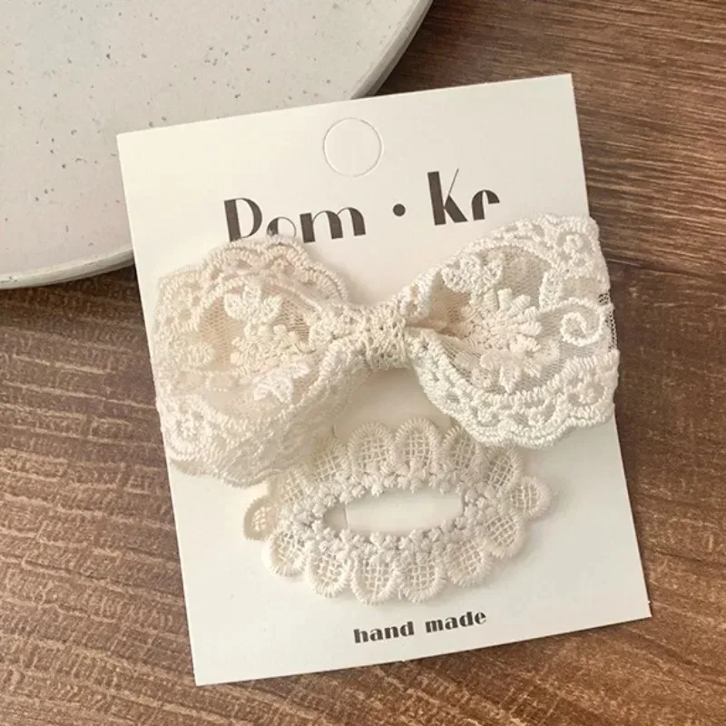 2PCS Baby Hair Pins Lace Floral Hair Clips for Girls Daisy Jacquard Flower Hairpins Barrettes Korean Kids White Hair Accessories