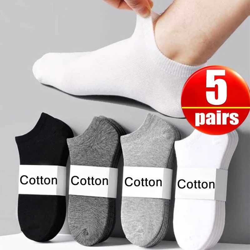 5Pairs Low Cut Men Ankle Solid Color Black White Gray Invisible Breathable Cotton Sports Male Short Women Men LX241102