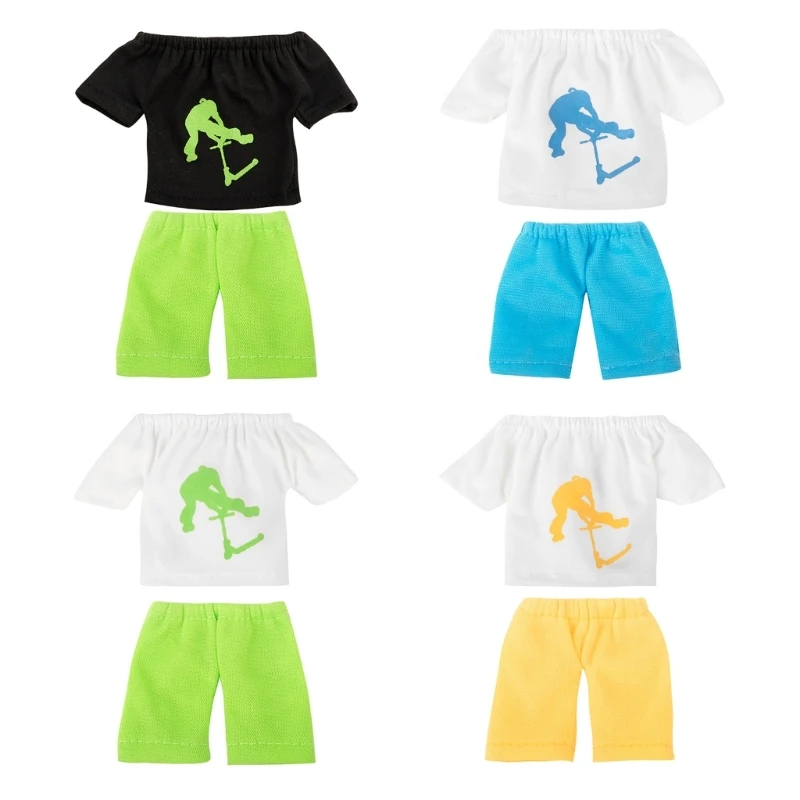 Mini Fingertip Clothes Set Finger Pants T-shirt Scooter Skateboards Tools Outfit Accessories for Kids Children Toy Game P31B