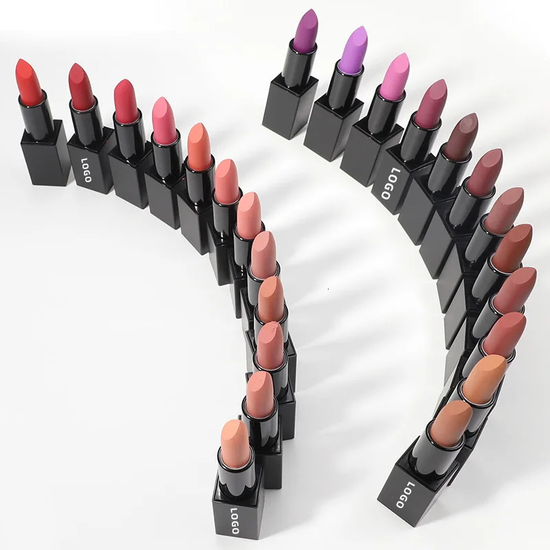 Custom 24 color matte waterproof lipstick colorless cup durable colorless sexy lipstick cosmetics bulk 241031