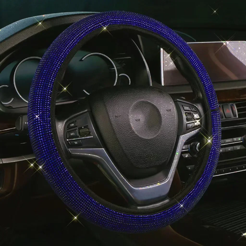 37/38cm Car Steering Wheel Cover Universal Diamond Blingbling Crystal Set Wheel Car-styling Wheel Woman Diamond Accessories