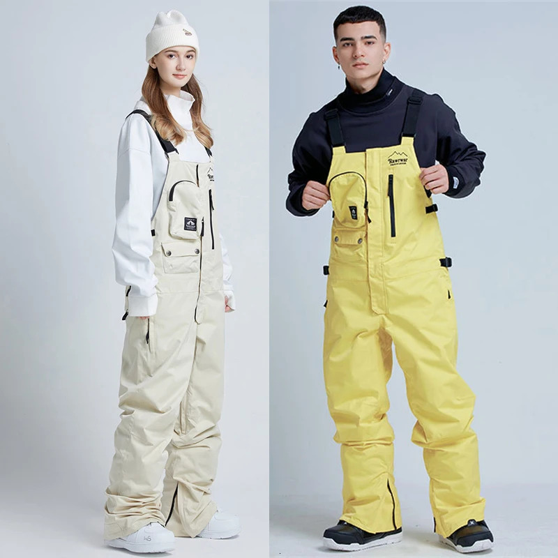 2024 Outdoor Waterproof Woman Skiing Trousers Mountain Men Snow Jumpsuit Sport Women Ski Overalls Suspender Female Hiking Pants
