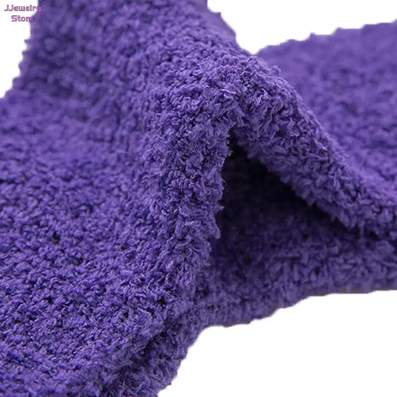 Candy Color Warm Plush Socks Female Coral Fleece Floor Sleep Women s Girls Tube 5