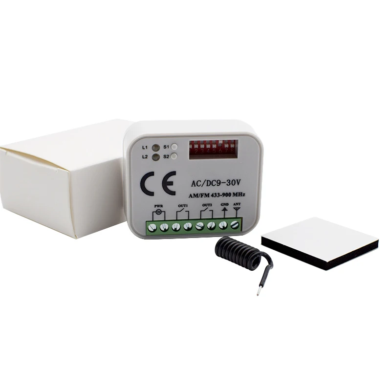 Universal RX Multi Frequency 300-900MHz Receiver 2CH AC/DC 9-30V Relay Module For Garage Door Remote Control 433.92MHz 868MHz