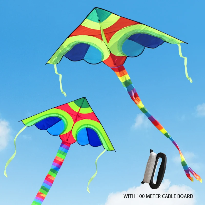YongJian 1.5m Colorful Delta Kites With 10m Tail Outdoor Fun Sports Colorful Swallow Kite for kids and audlts Beach outdoor toys