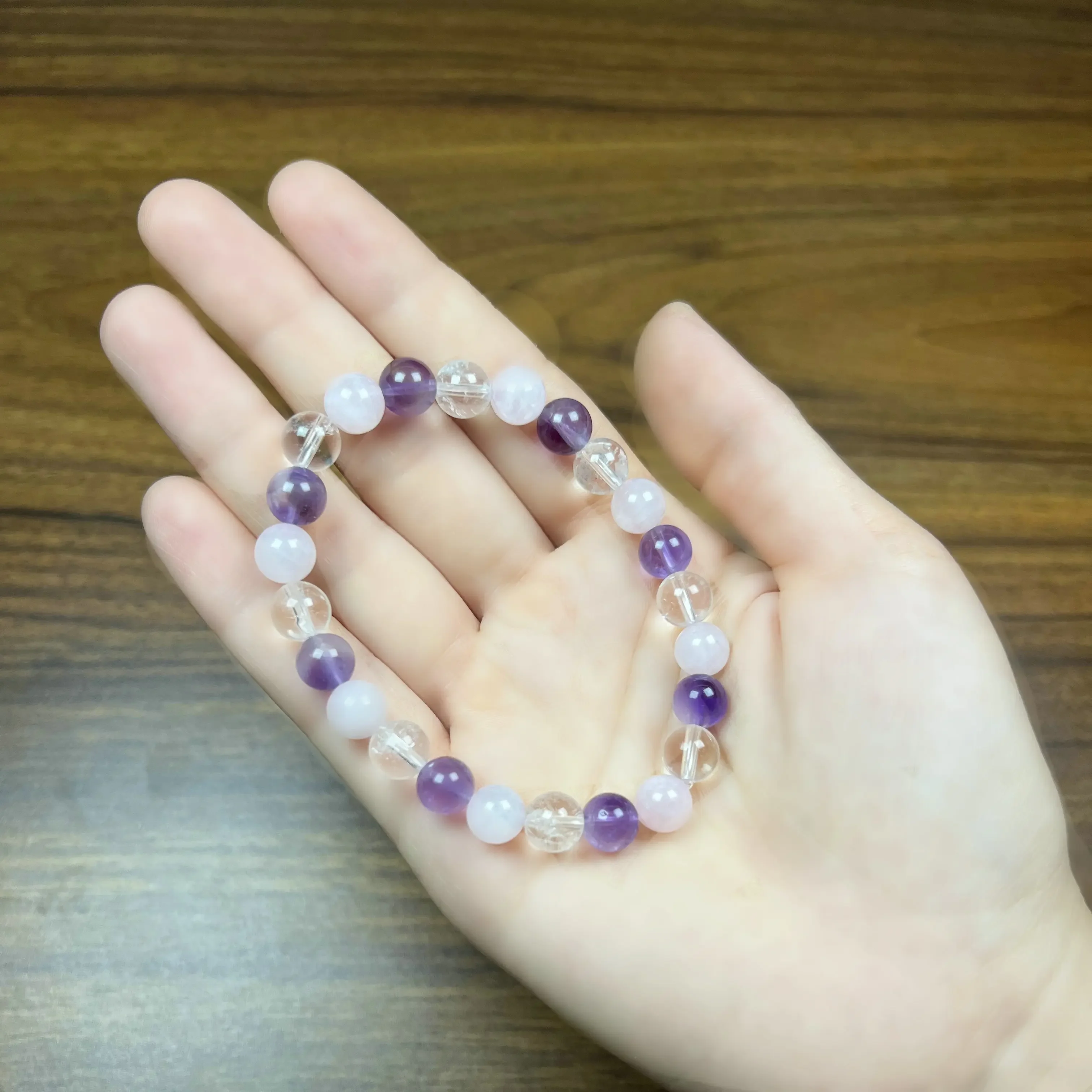 Crystal Healing Bracelet Amethyst Clear Quartz Rose Quartz 8 mm Round Healing Crystals (Stretch Bracelet, Gemstone Bracelet)