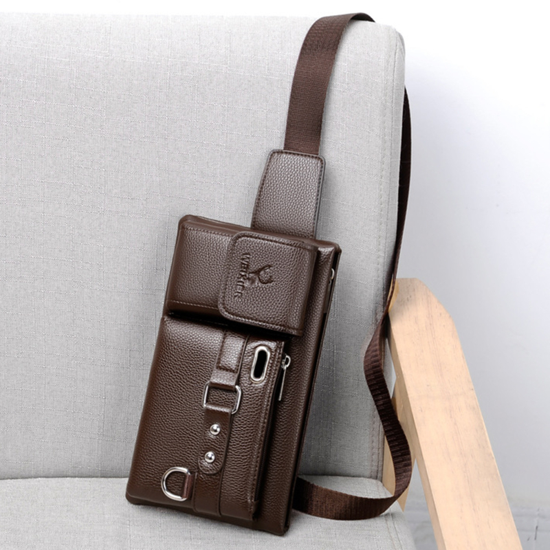 Waist Packs PU Leather Waist Bag For Men Travel Waist Pack Vintage Fanny Pack Male Belt Pouch Bag Casual Cell Phone Chest Bag