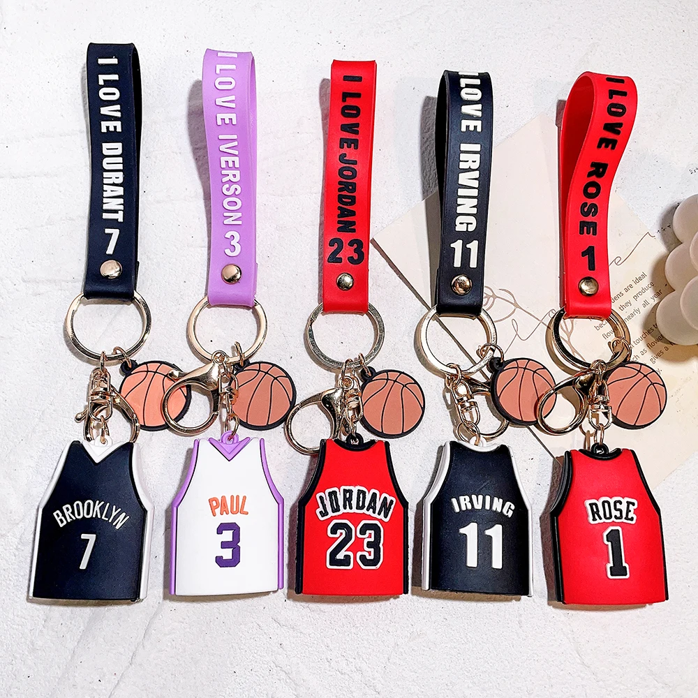 Basketball Memorial Keychain Silicone Pendant Keyring Basketball Stars Jerseys Fan Lover Creative Jewelry Accessories Gift