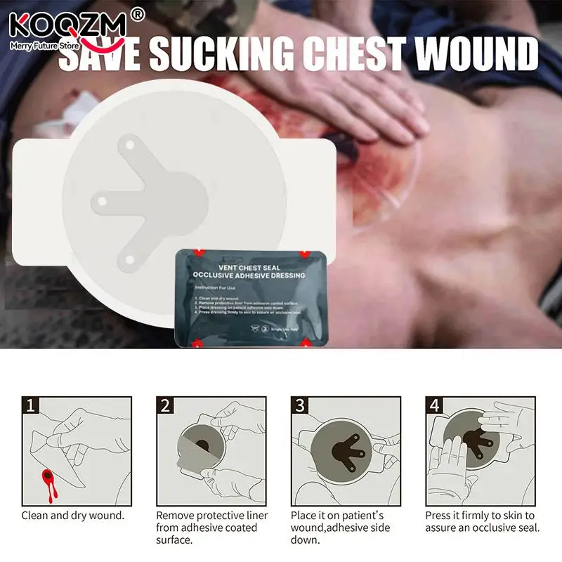 North American Rescue Hyfin Chest Seal Medical Chest Seal Vented Medical Treatment Occlusive Adhesive Dressing Open Chest Wounds
