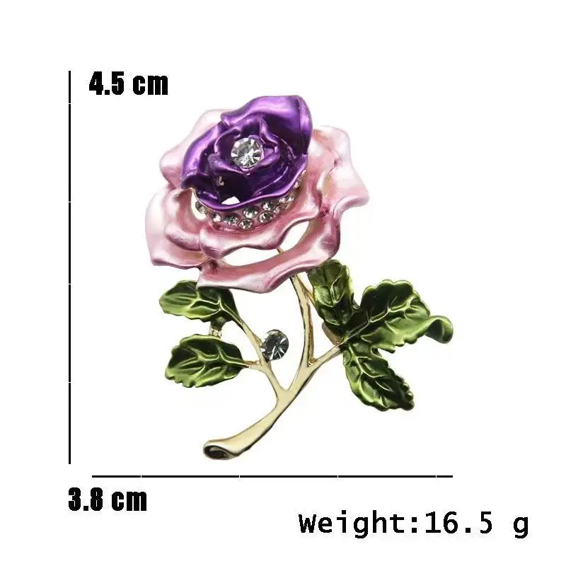 New Rose Flower Crystal Brooch for Women Rhinestone Bouquet Gold Color Scarf Metal Lapel Pin Scarf Badge Jewelry