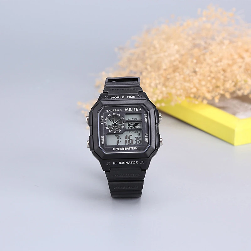 Men's Digital Sports Luminous Chronograph Waterproof Slim Electronic Watch