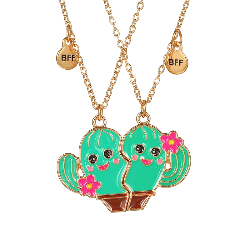 Summer Style 2pcs/set Heart Unicorn Cat Animal Pendant Girl BFF Necklace for 2 Best Friends Kids Friendship Gifts