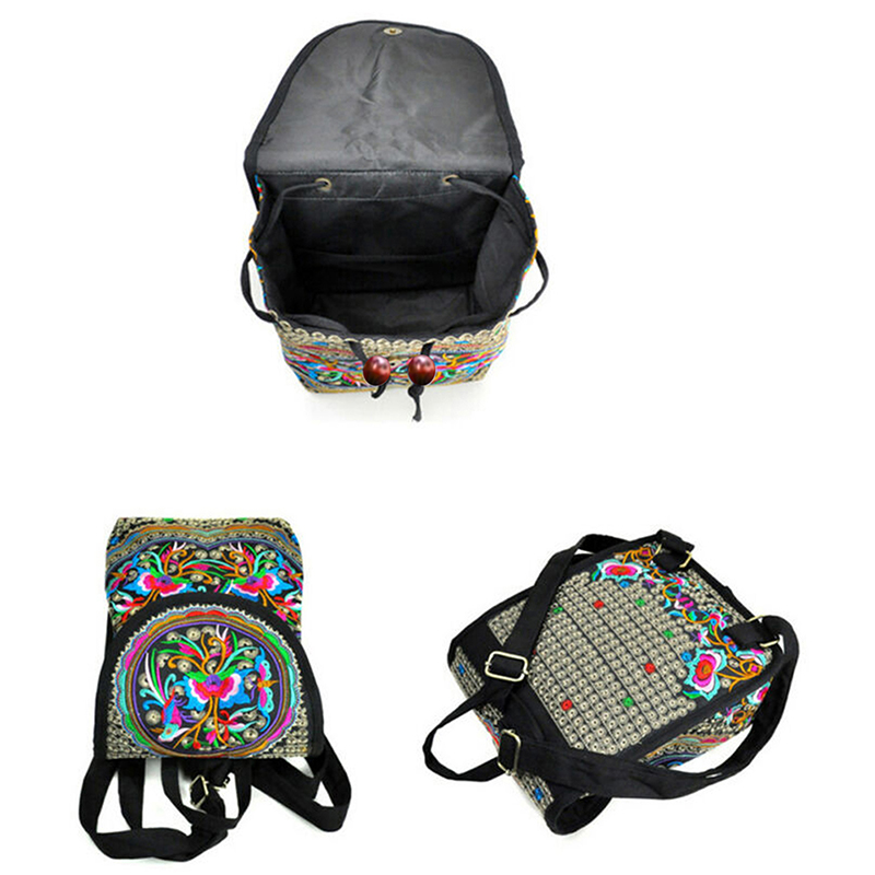 Women's Embroidered Summer Shoulder Gift Floral Backpack Rucksack Bohemian Travel embroidered
