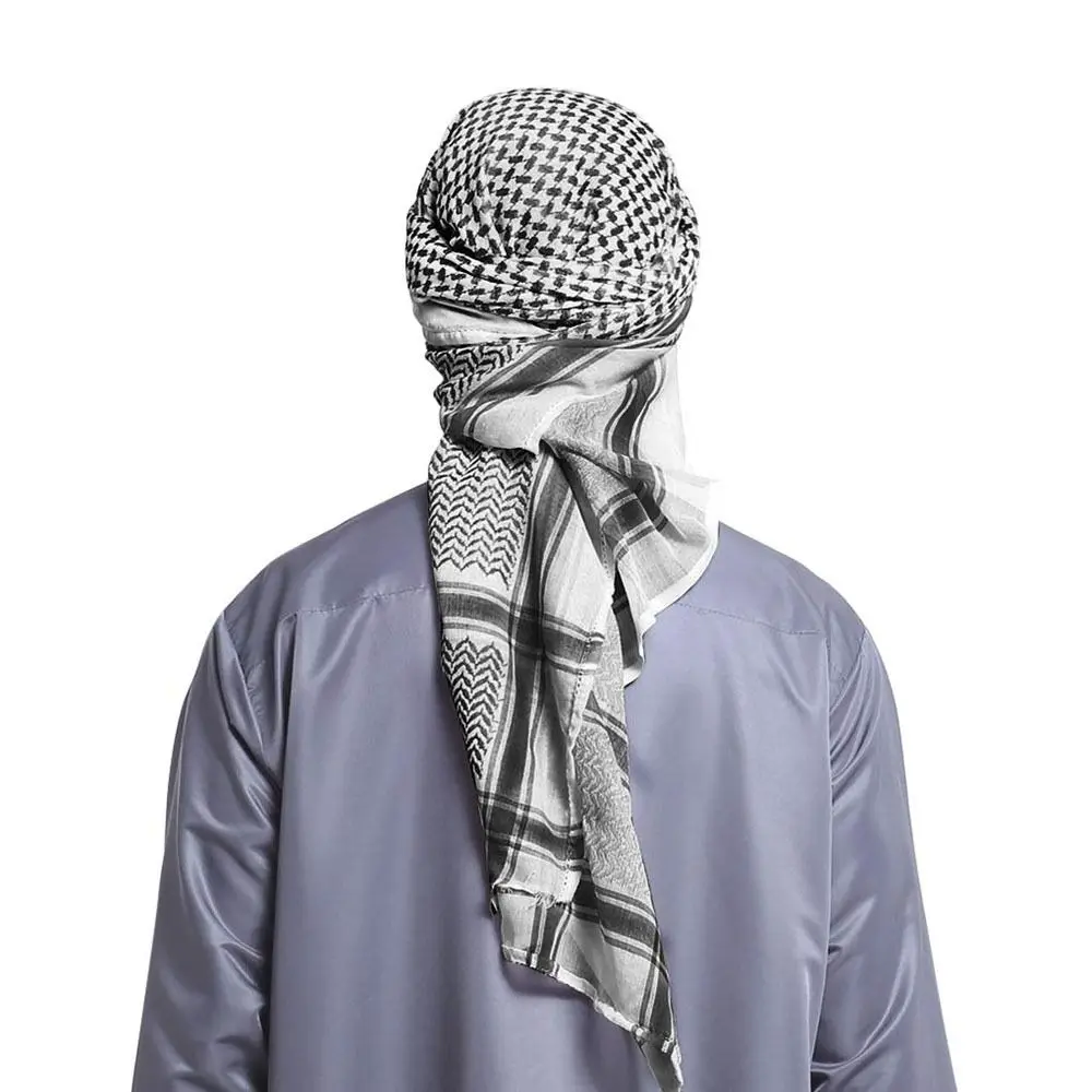 1Pcs Arab Kafiya Keffiyeh Arabic Muslim Head Scarf Polyester Shemagh Neck Wrap for Adults Turban Hijab Headwear Turban Shawl