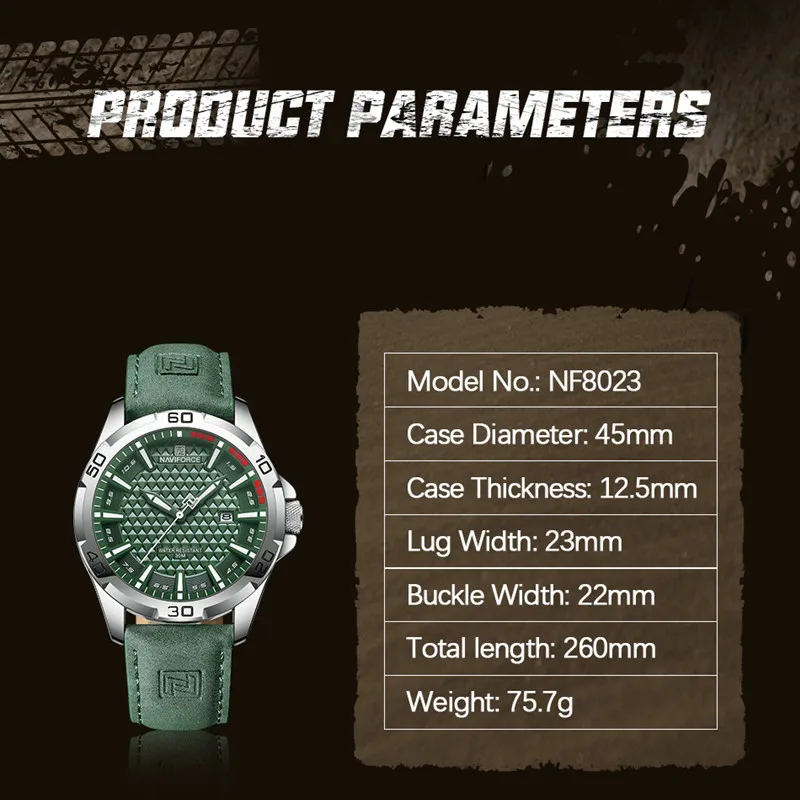 Naviforce High Quality Men's Luxury Big Brand Watch Leather Strap Male Waterproof Wristwatch Quartz Date Clock Relogio Masculino