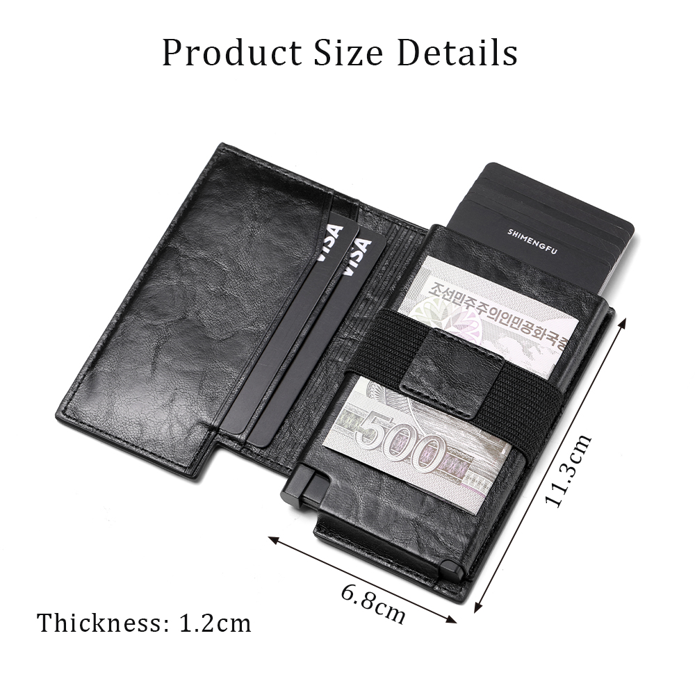 Fashion Metal Aluminum Leather ID Card Holder Multi-Function Designer Bank Card Men Wallet Business Pop-Up Cardholder Women