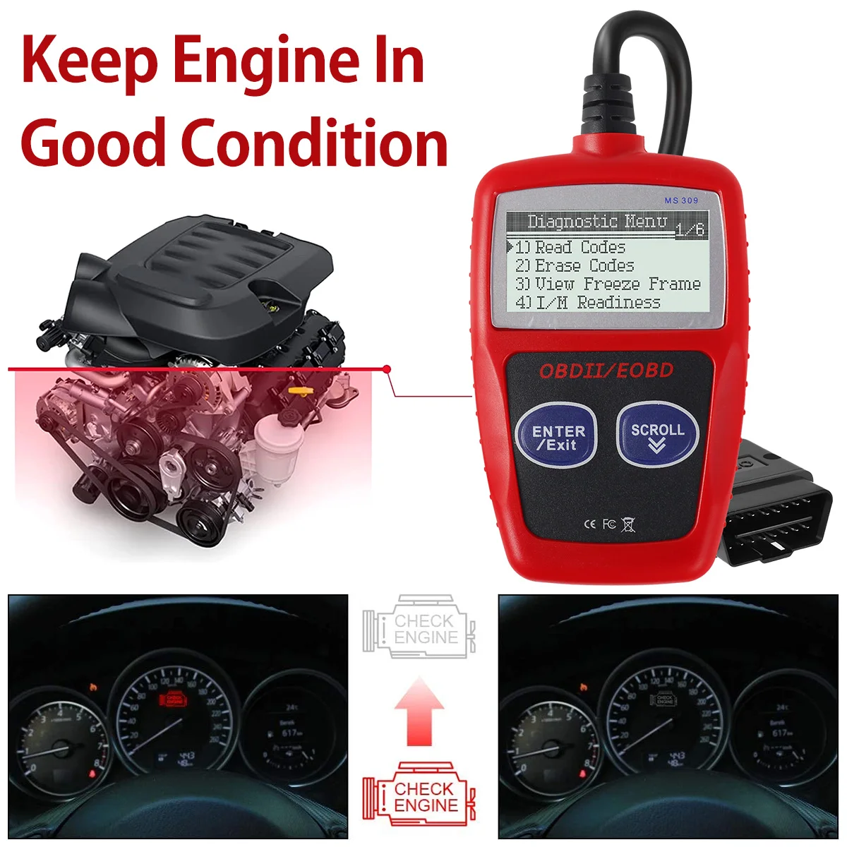 Professional Car Scanner Fault Code Reader I/M Accurate Engine Diagnostic Scanner Multifunctional Scanner Read&Erase Fault Code