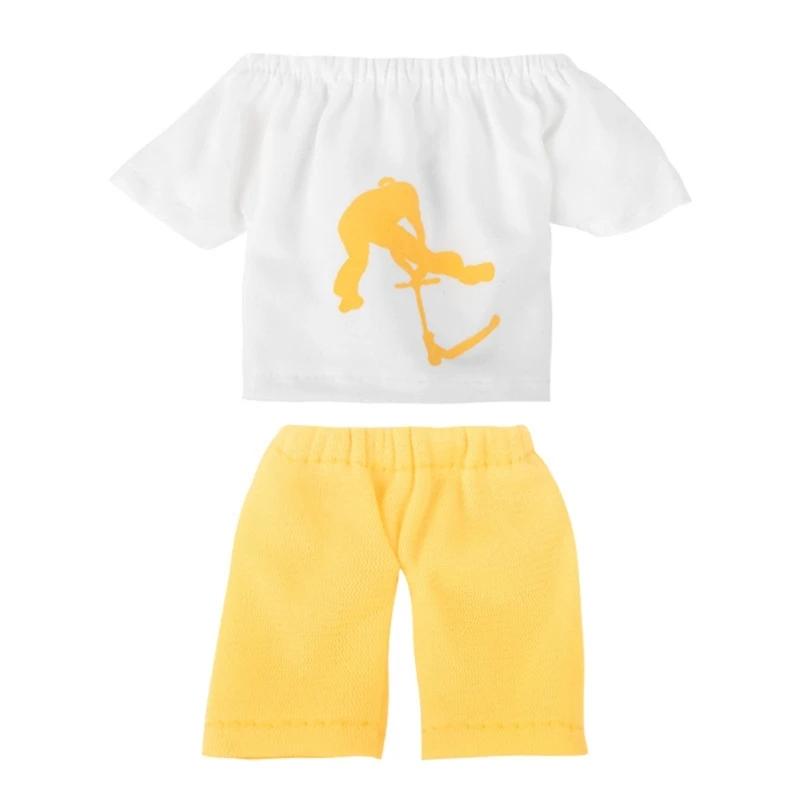 Mini Fingertip Clothes Set Finger Pants T-shirt Scooter Skateboards Tools Outfit Accessories for Kids Children Toy Game P31B