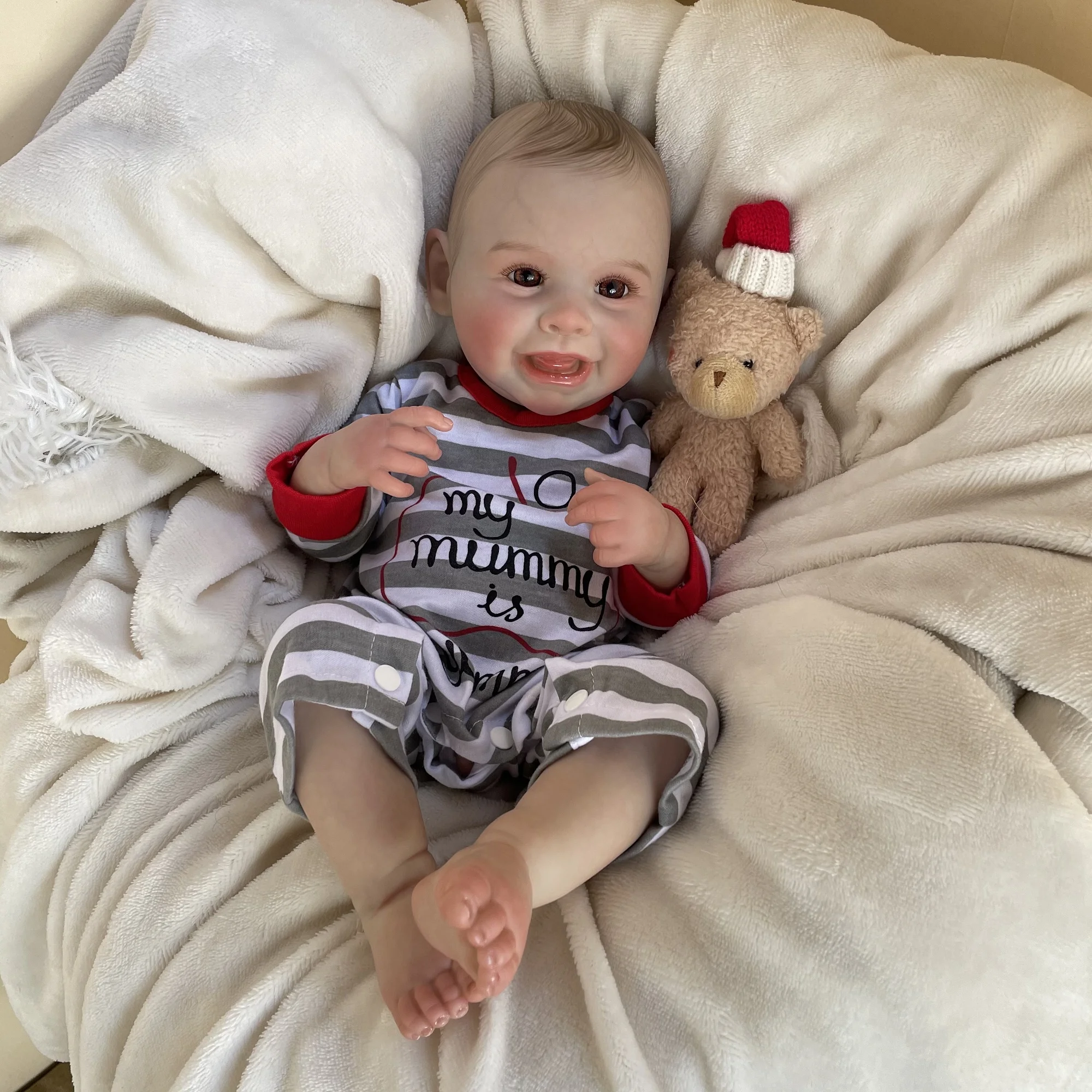 50cm Whole Body Silicone Vinyl With Painted Hair Harper Bebe Reborn Boy and Girl Handmade Visible Veins Doll Christmas Gift