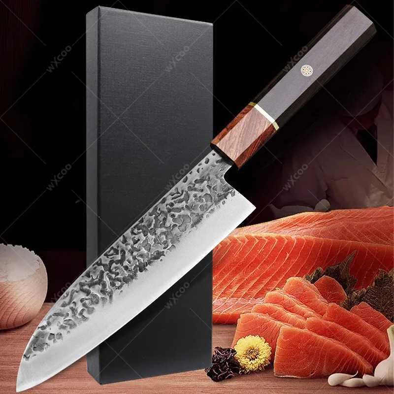 Professional Japanese Sanmi Knife Stainless Steel Kitchen Chef Knife Forging Hammer Pattern Kitchen Meat Smart Slicer Knife X241102