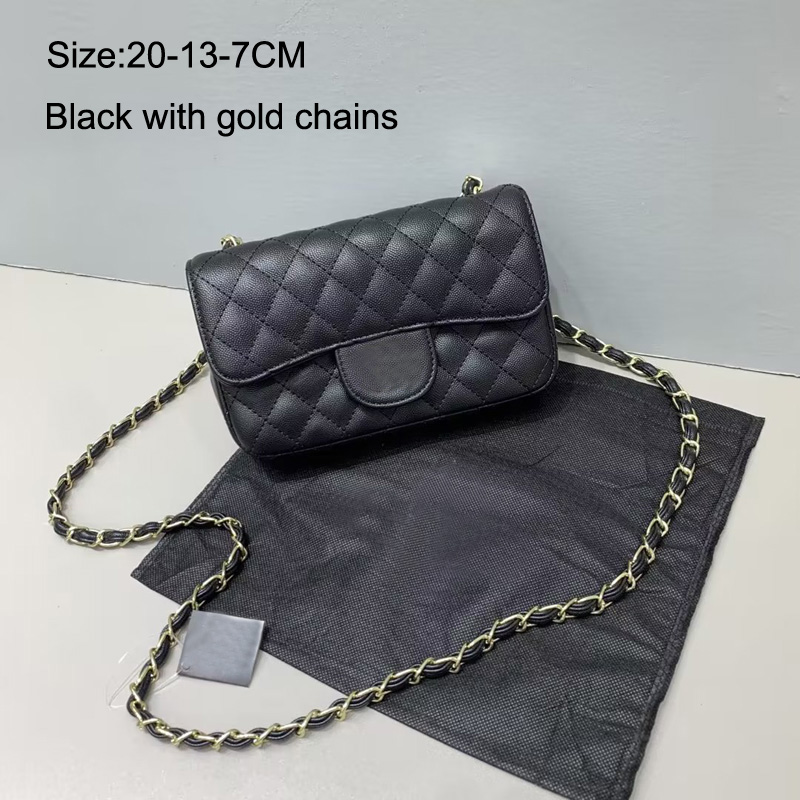top quality designer bag Mini Rectangle Flap Bag Mini 20cm Women Real Leather Caviar Handbag Black Purse Crossbody shoulder bag luxury satchel c bag