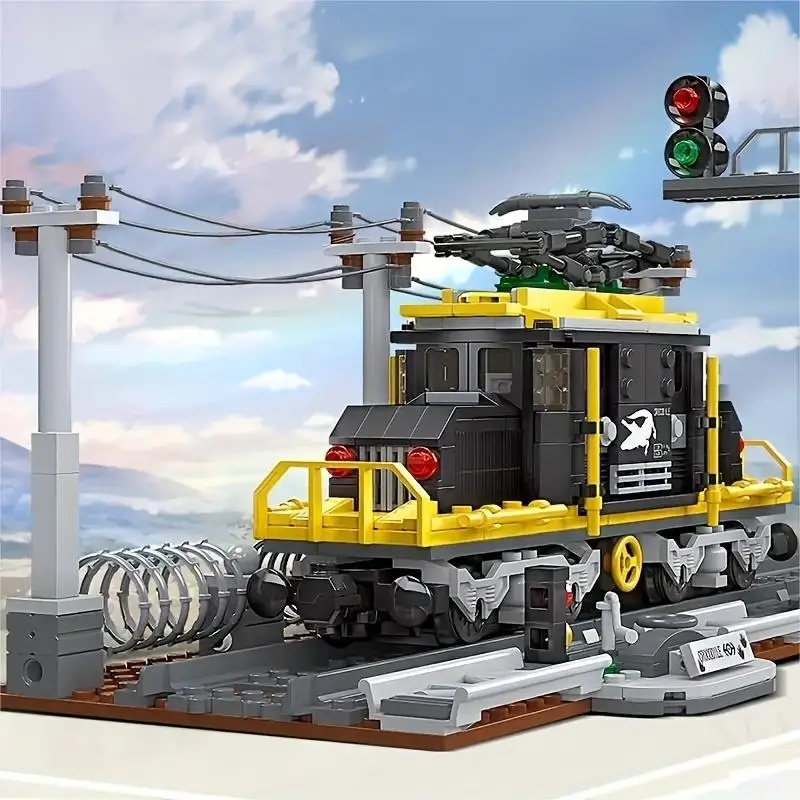 Crocodile Train Building Blocks Creative City Streetview Railway Platform Rail Traffic Model Bricks Children's Christmas Gifts