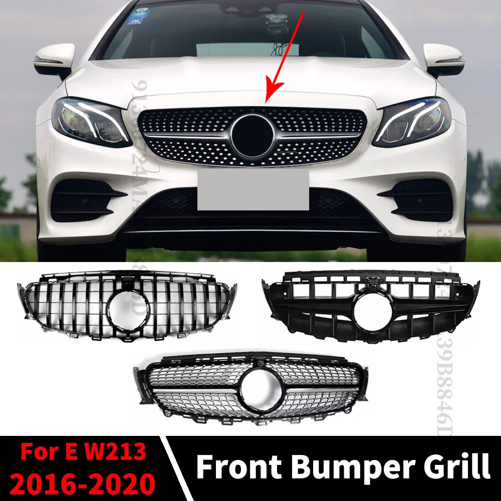Front Bumper Grille Hood Grill For Mercedes W213 C238 A238 E Class E300 E200 E260 2016-2020 Perfect Match E63 GT Diamond Style