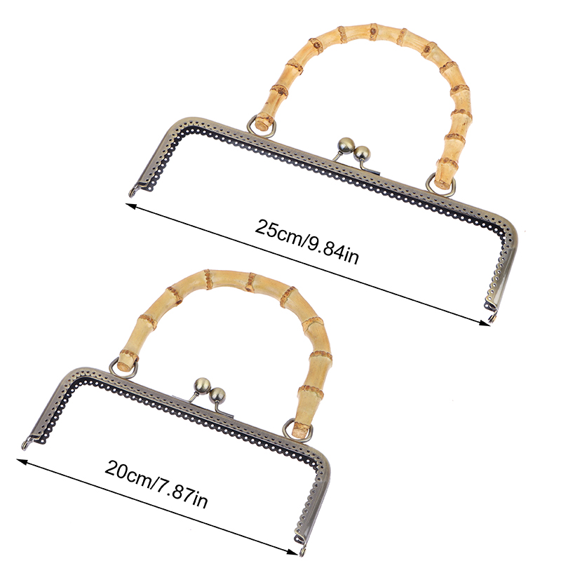 1Pcs Vintage Metal Purse Bag Frame Kiss Clasp Lock With Bamboo Handle Jewelry Clasps Sewing Fasteners Purse Making Supplies smile