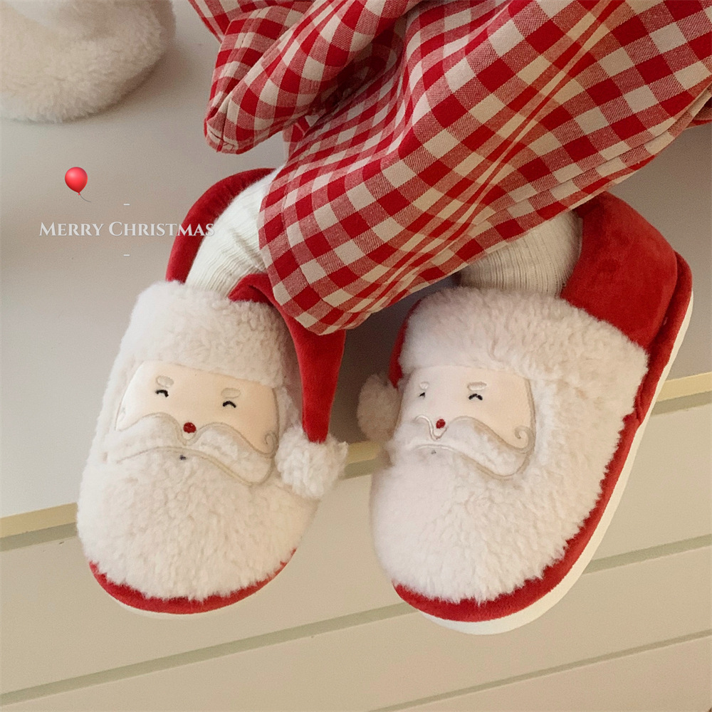 Women's Winter toe Pack Warm cotton slippers Santa Soft sole Slipper men's indoor floor flat home couple non-slip shoes