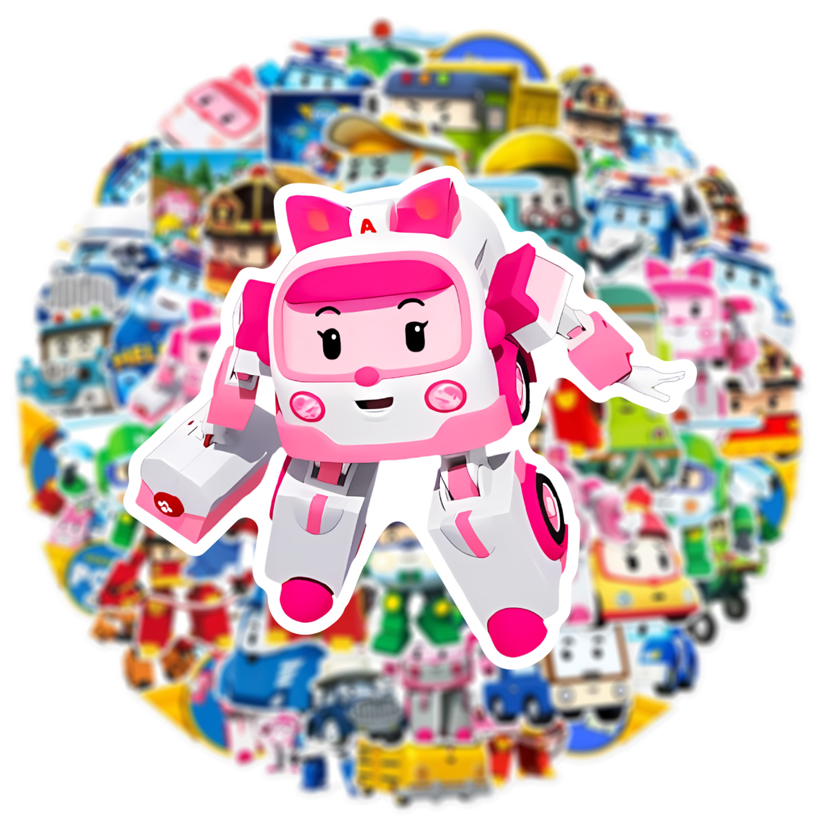 10/50Pcs Robocar-Poli Transformer vehicle Stickers For Suitcase Skateboard Laptop Luggage Fridge Phone Car Styling DIY Sticker