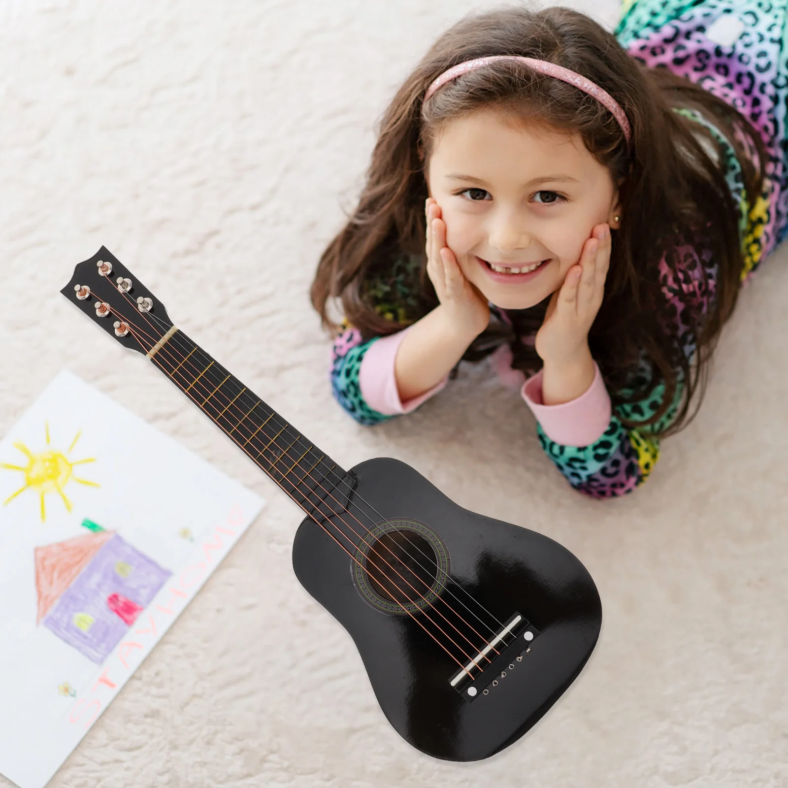 Inch Childrens Guitar Portable Small Size Guitar Wooden Musical Instrument Early Educational for Boys Kids Toddler Red Electric
