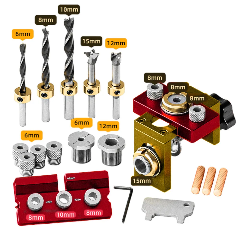 Woodworking 3 In 1 Doweling 2025 Jig Kit -Adjustable Wood Dowel Punch Locator Aluminum Pocket Hole Jig, new Cabinet Hole Drill Guide Tool