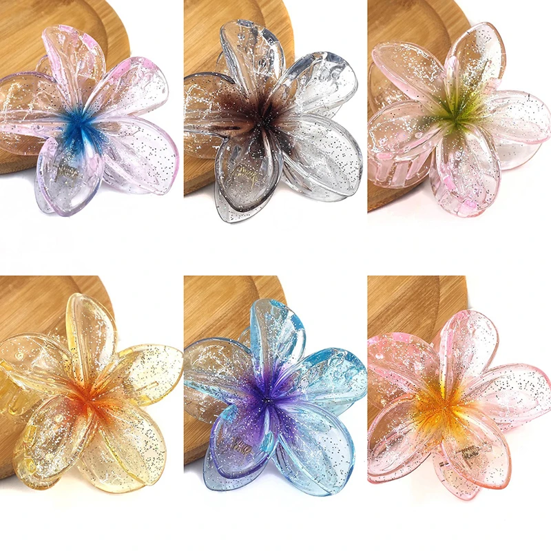 Hair Flower Clip Clips Hawaiian Plumeria Beach Flowers Claw Barrettes Accessories Barrette Kids Colorful Women Hair Claw